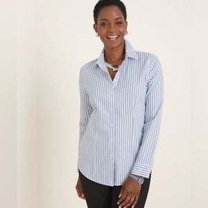 Chicos No Iron All Season Classic Striped Shirt Chicos Size 1.5. NWT